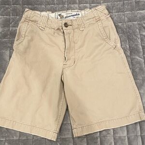 Abercrombie & Fitch Men's Light Tan Cotton Flat-Front Shorts